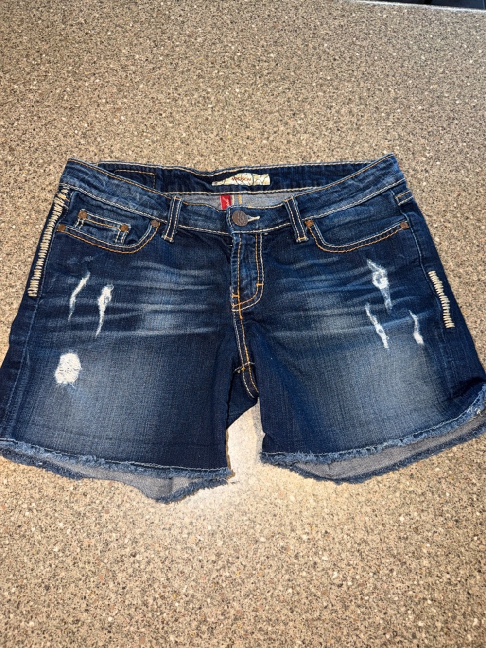 BKE Dark Blue Distressed Denim Jean Shorts